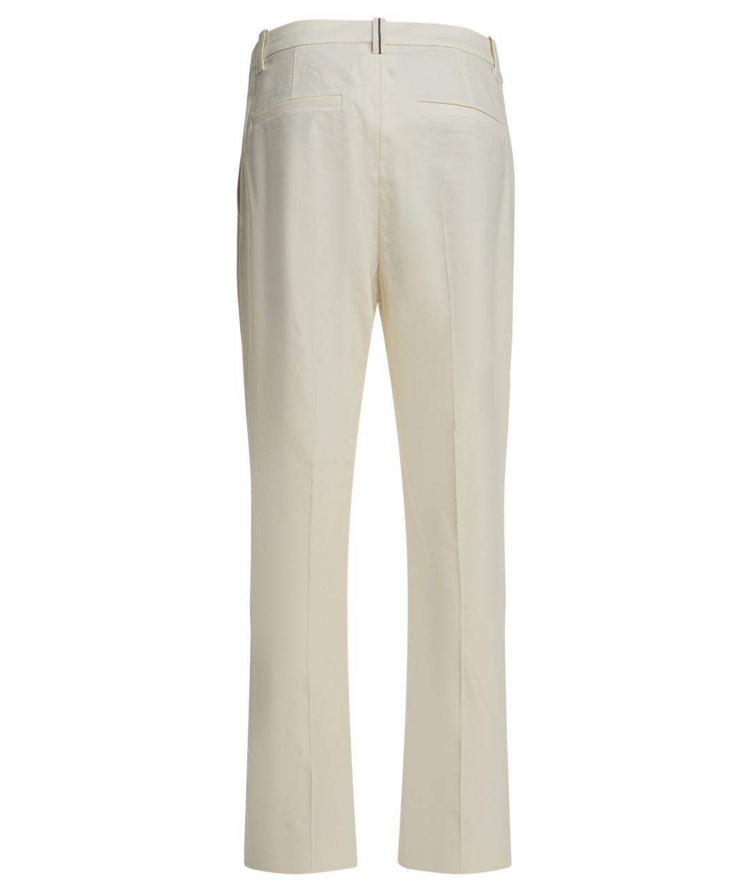 BRUNELLO CUCINELLI Белые хлопковые прямые брюки, фото 2