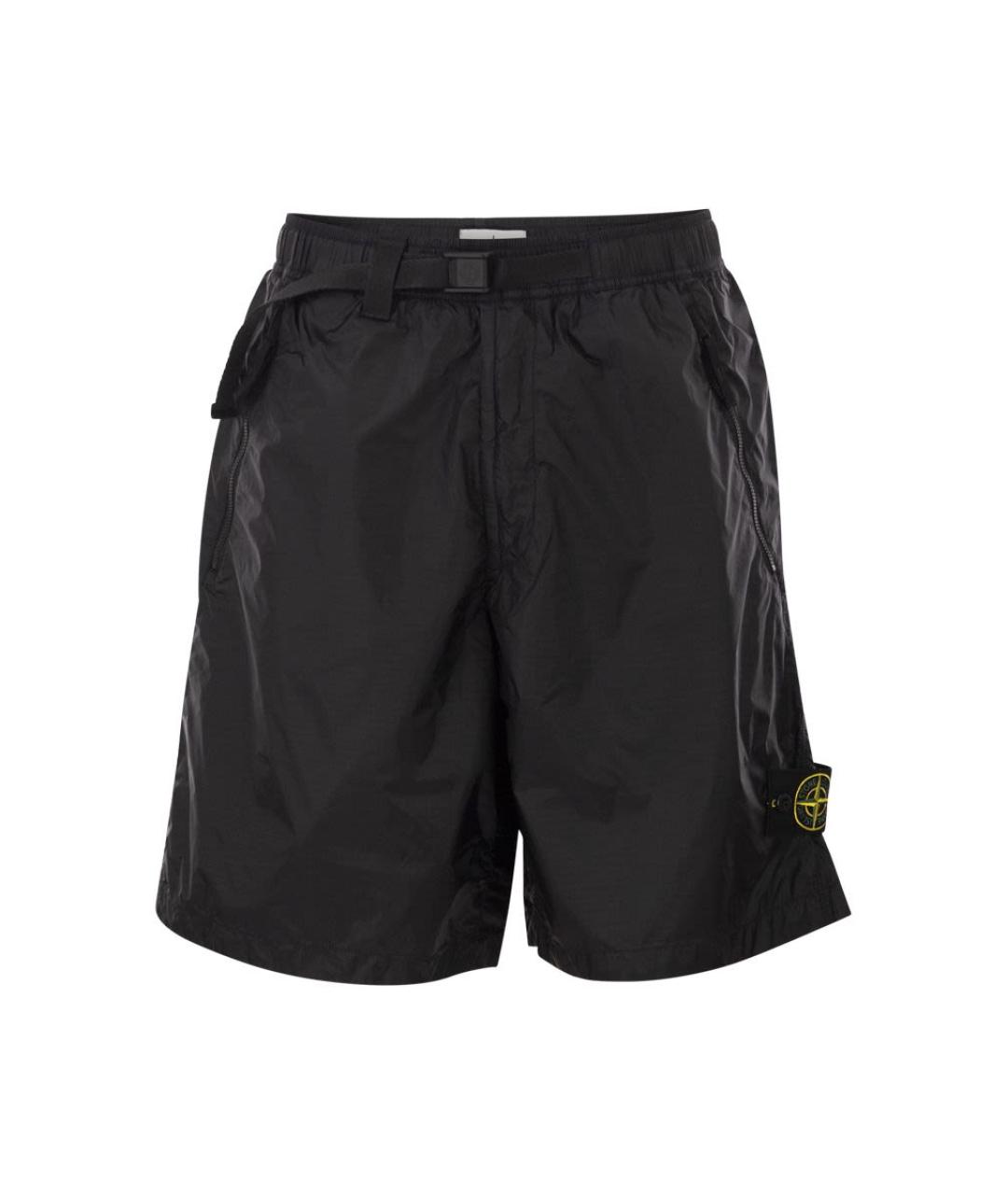 STONE ISLAND Темно-синие полиамидовые шорты, фото 1