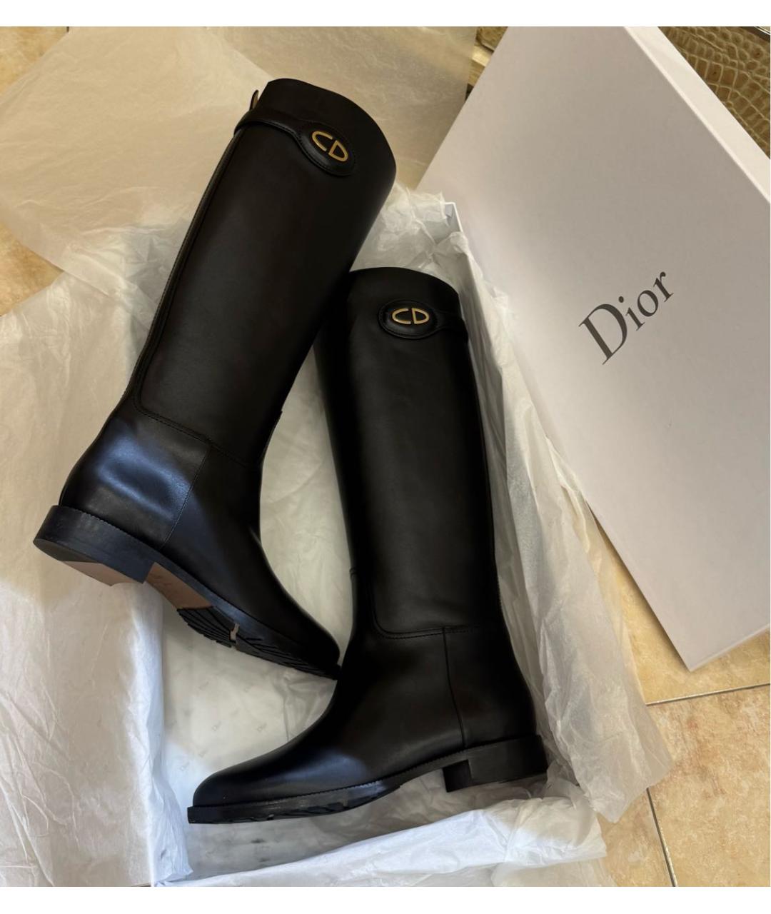 CHRISTIAN DIOR Черные кожаные сапоги, фото 8