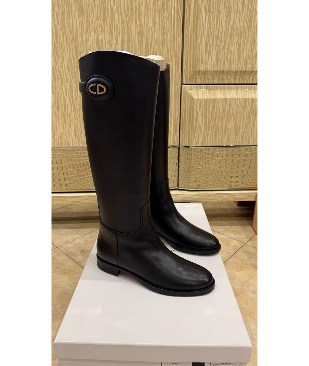 CHRISTIAN DIOR Черные кожаные сапоги, фото 6