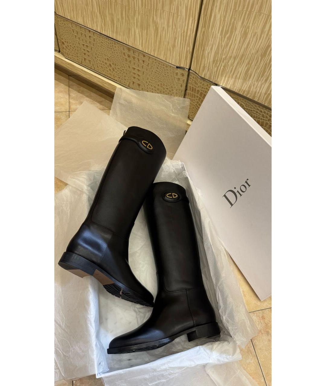 CHRISTIAN DIOR Черные кожаные сапоги, фото 4