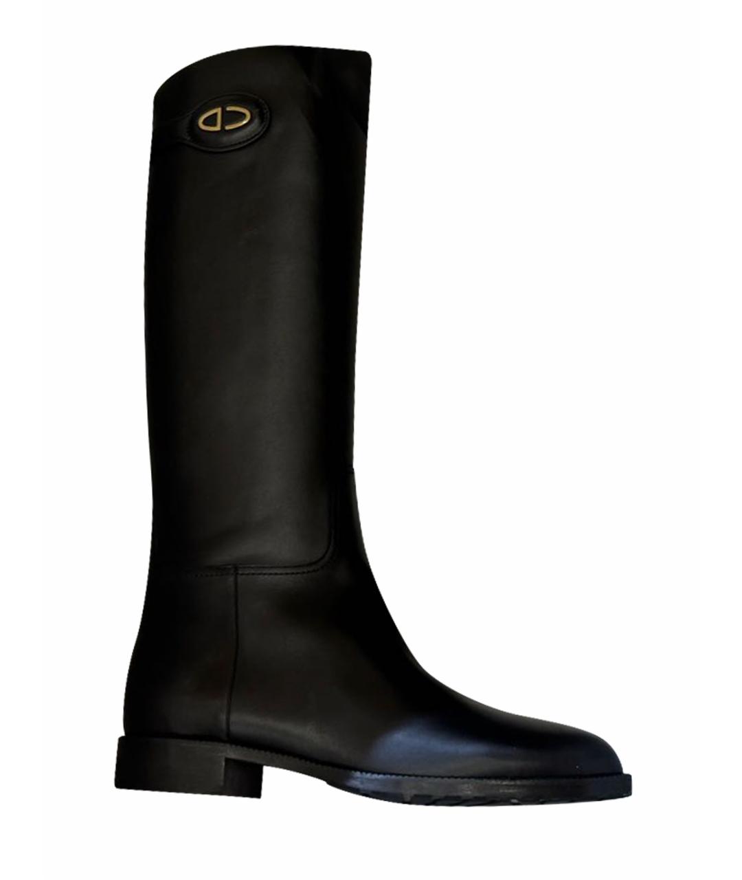 CHRISTIAN DIOR Черные кожаные сапоги, фото 1
