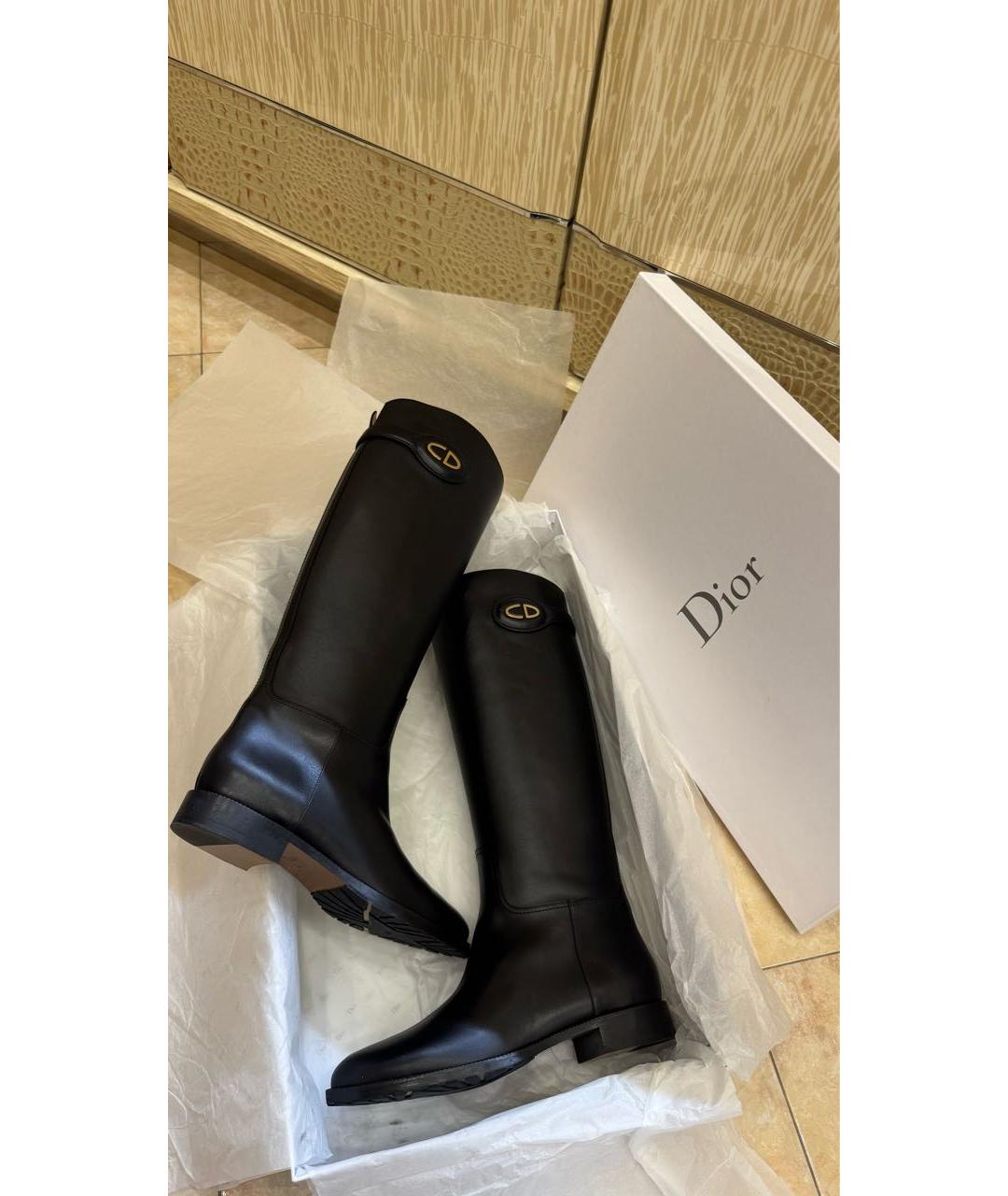 CHRISTIAN DIOR Черные кожаные сапоги, фото 2