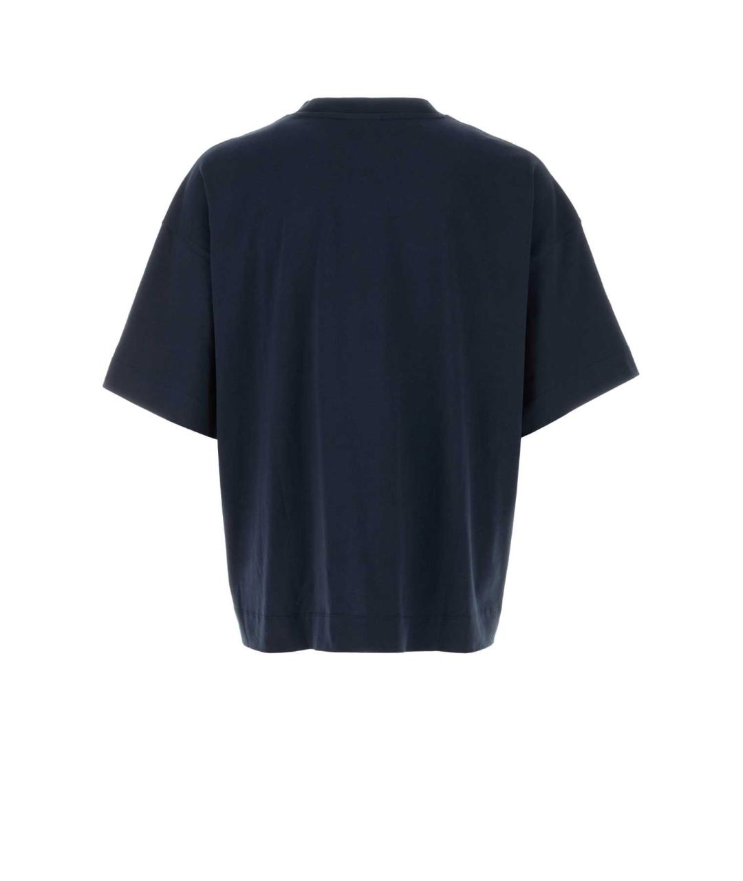 DRIES VAN NOTEN Темно-синяя хлопковая футболка, фото 2