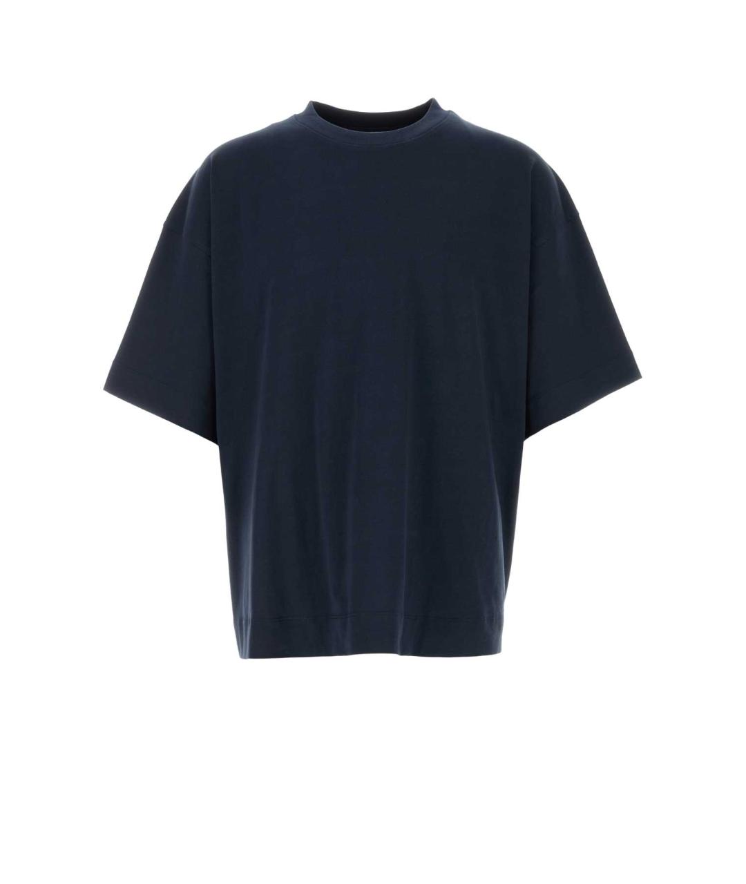 DRIES VAN NOTEN Темно-синяя хлопковая футболка, фото 1