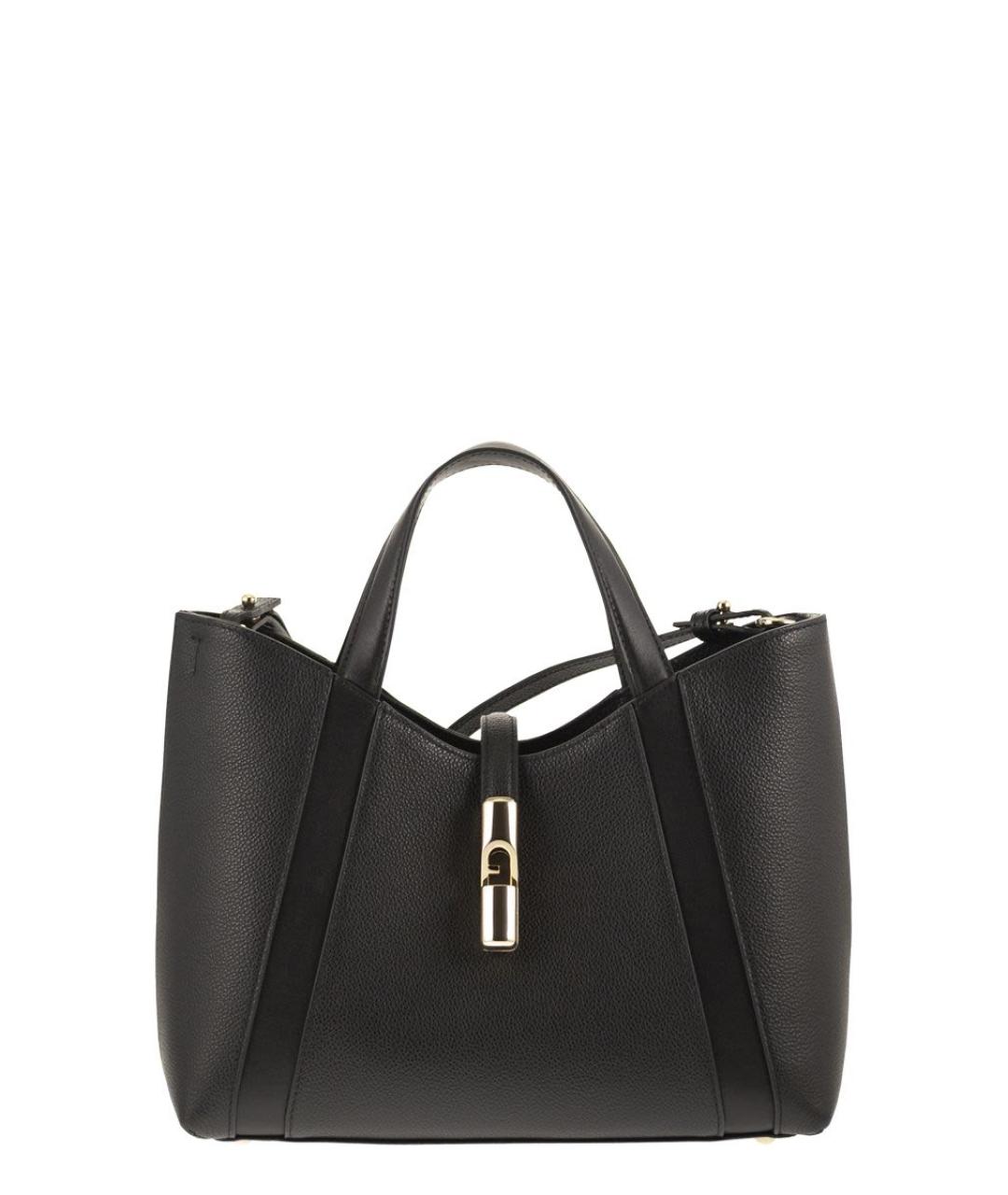 FURLA Черная кожаная сумка тоут, фото 1