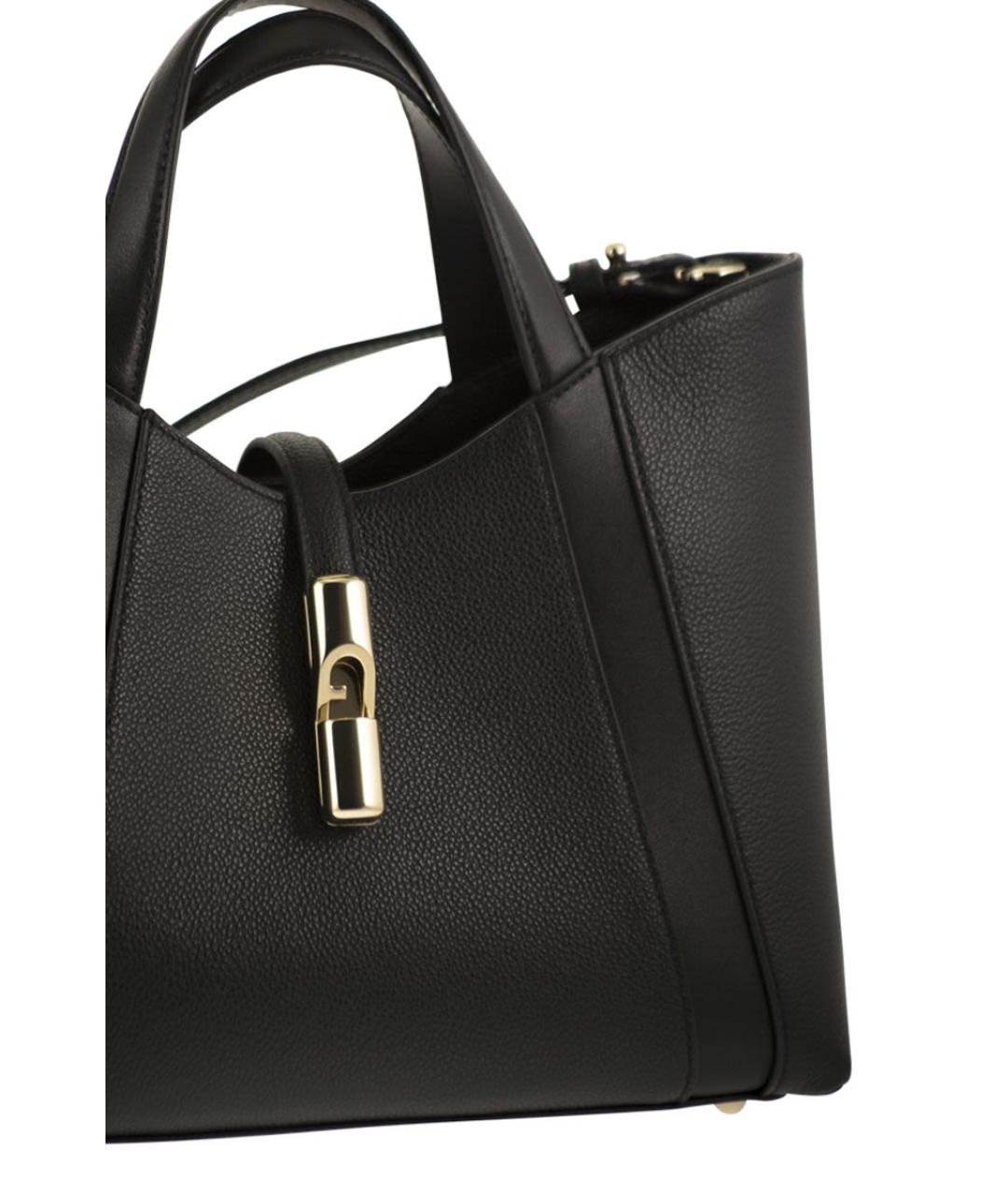 FURLA Черная кожаная сумка тоут, фото 5