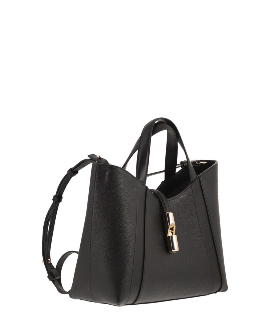 FURLA Черная кожаная сумка тоут, фото 4