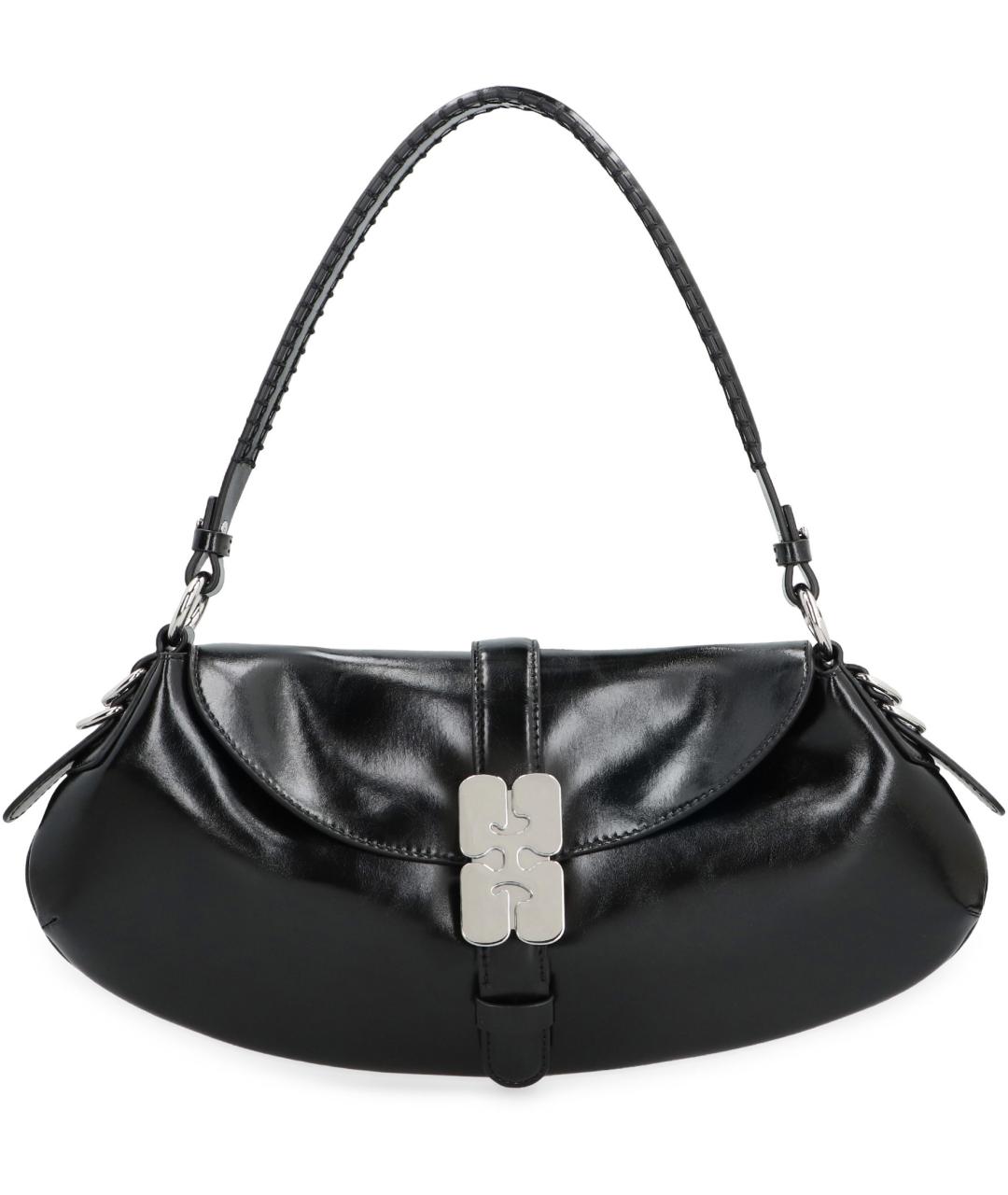 GANNI Черная кожаная сумка через плечо, фото 2