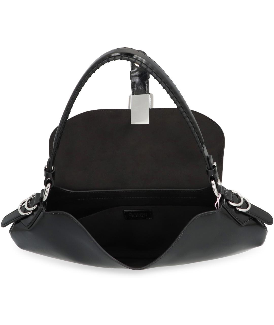 GANNI Черная кожаная сумка через плечо, фото 5