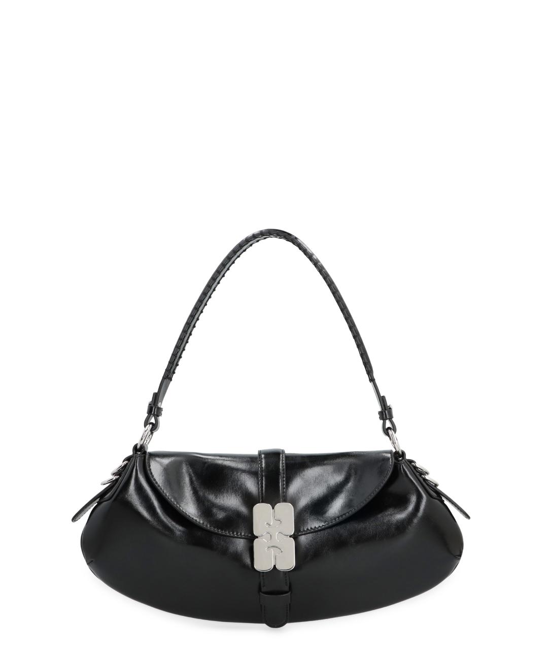 GANNI Черная кожаная сумка через плечо, фото 1