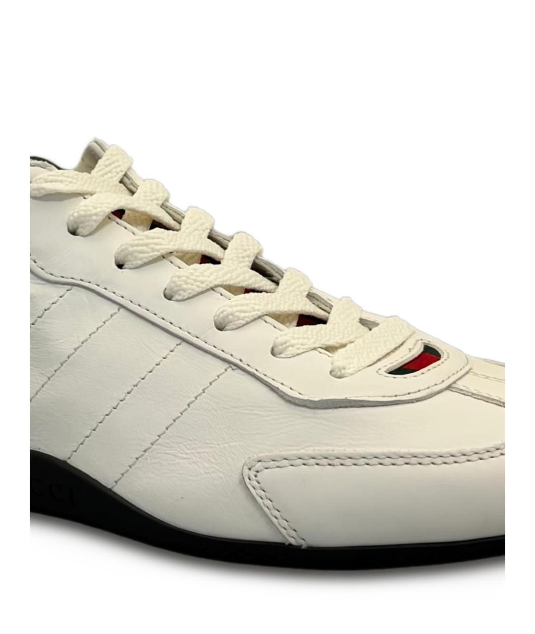 GUCCI Белые кожаные низкие кроссовки / кеды, фото 3
