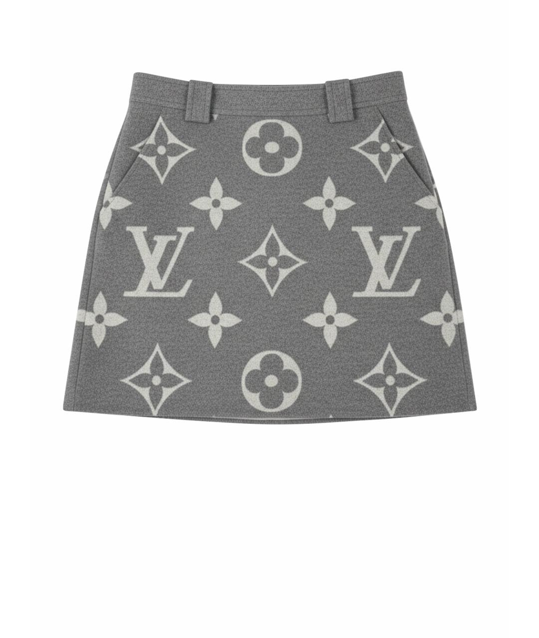 LOUIS VUITTON Серая шерстяная юбка мини, фото 1