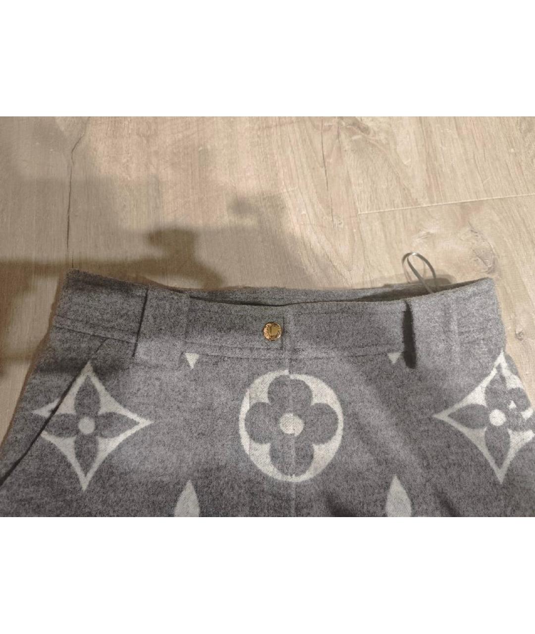 LOUIS VUITTON Серая шерстяная юбка мини, фото 3