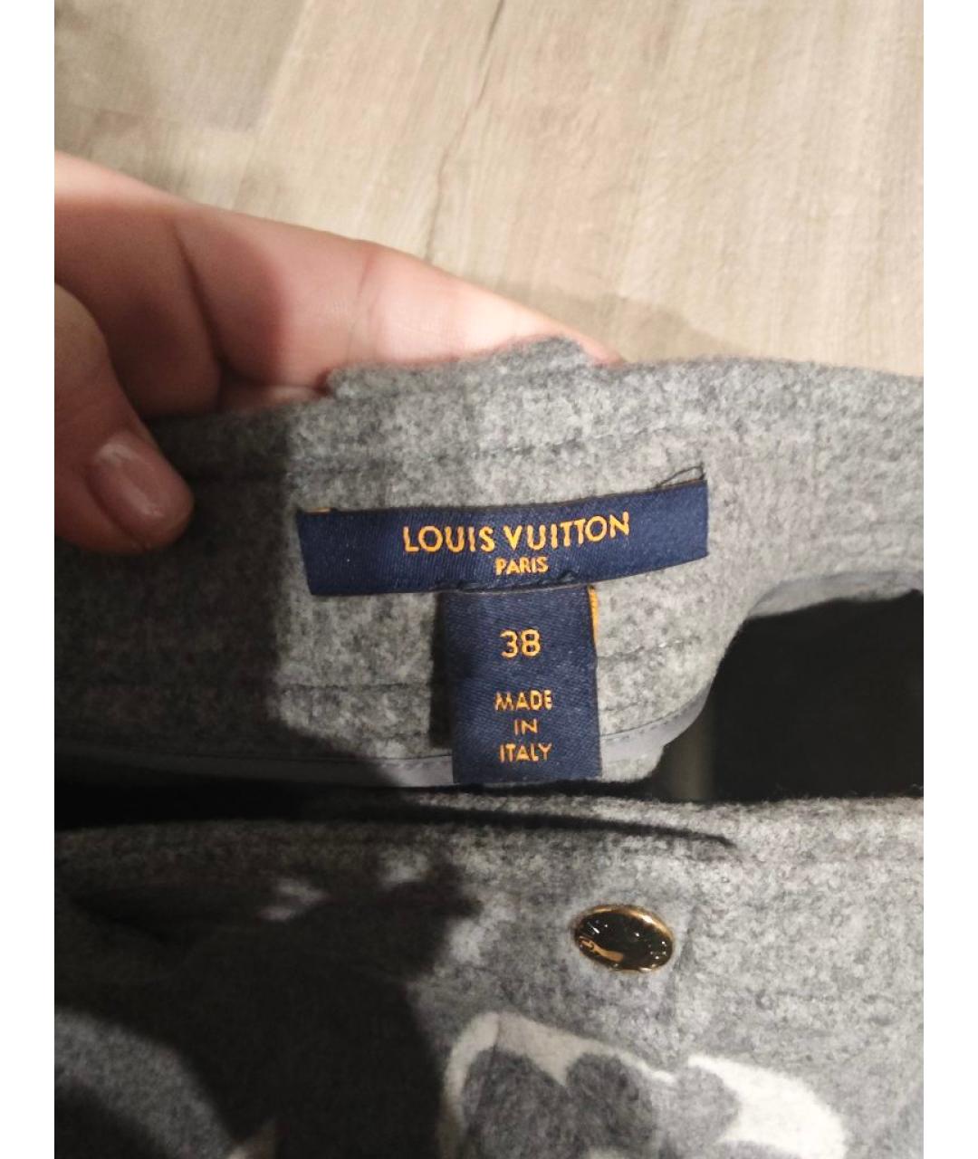 LOUIS VUITTON Серая шерстяная юбка мини, фото 6