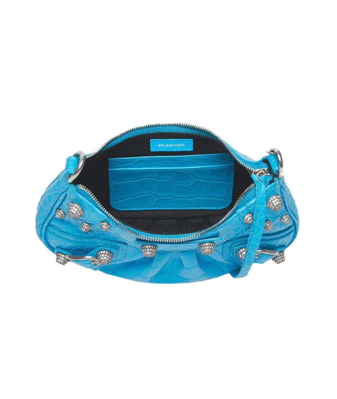BALENCIAGA Голубая кожаная сумка через плечо, фото 4