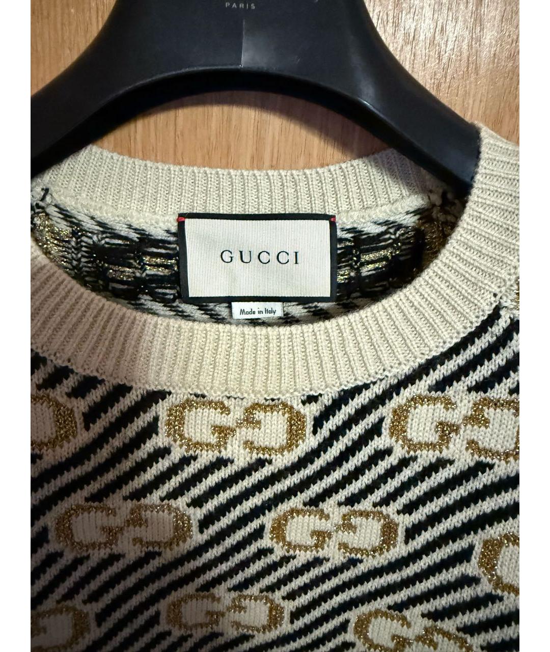 GUCCI Бежевый шерстяной джемпер / свитер, фото 3