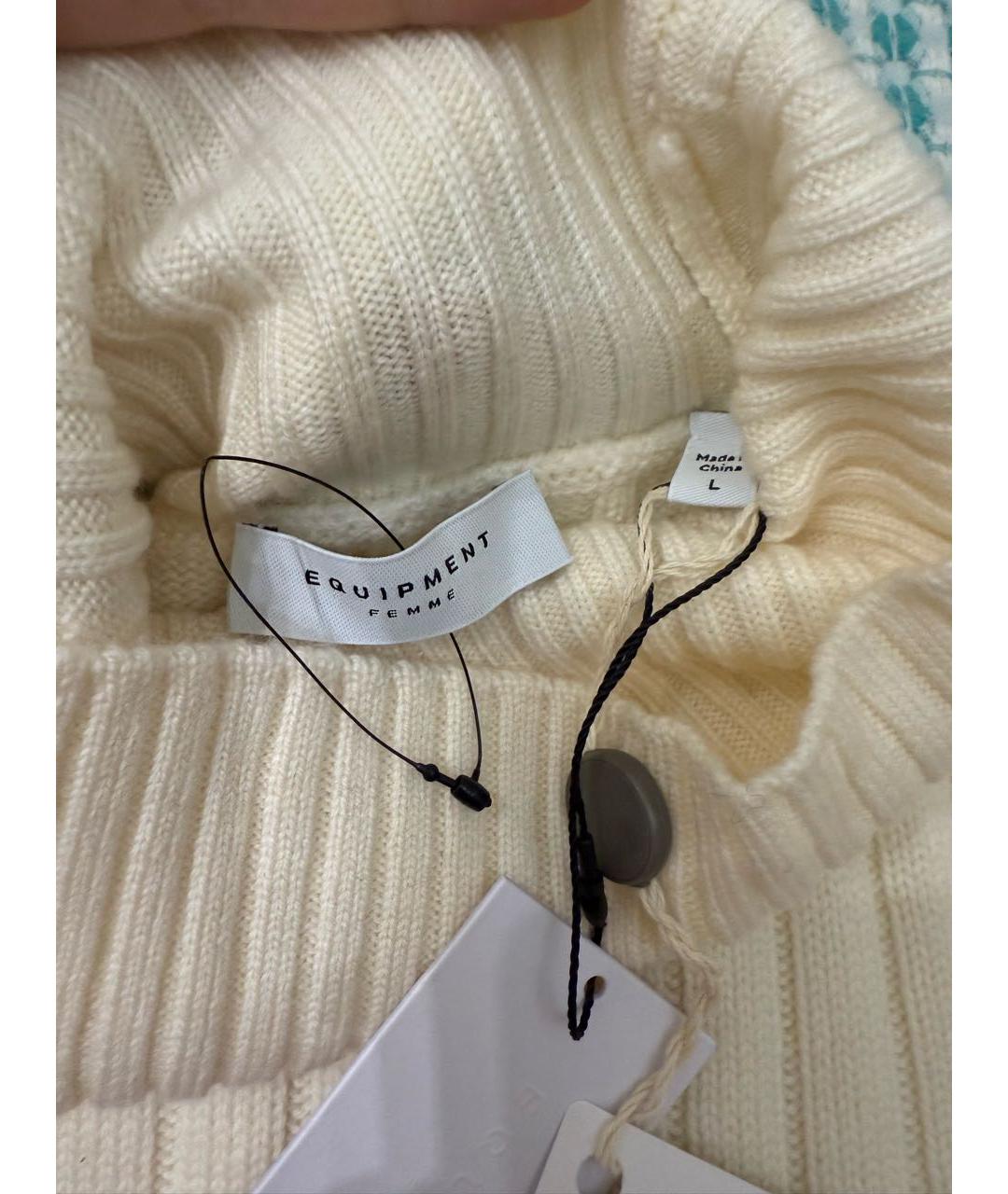 EQUIPMENT Белый шерстяной джемпер / свитер, фото 4