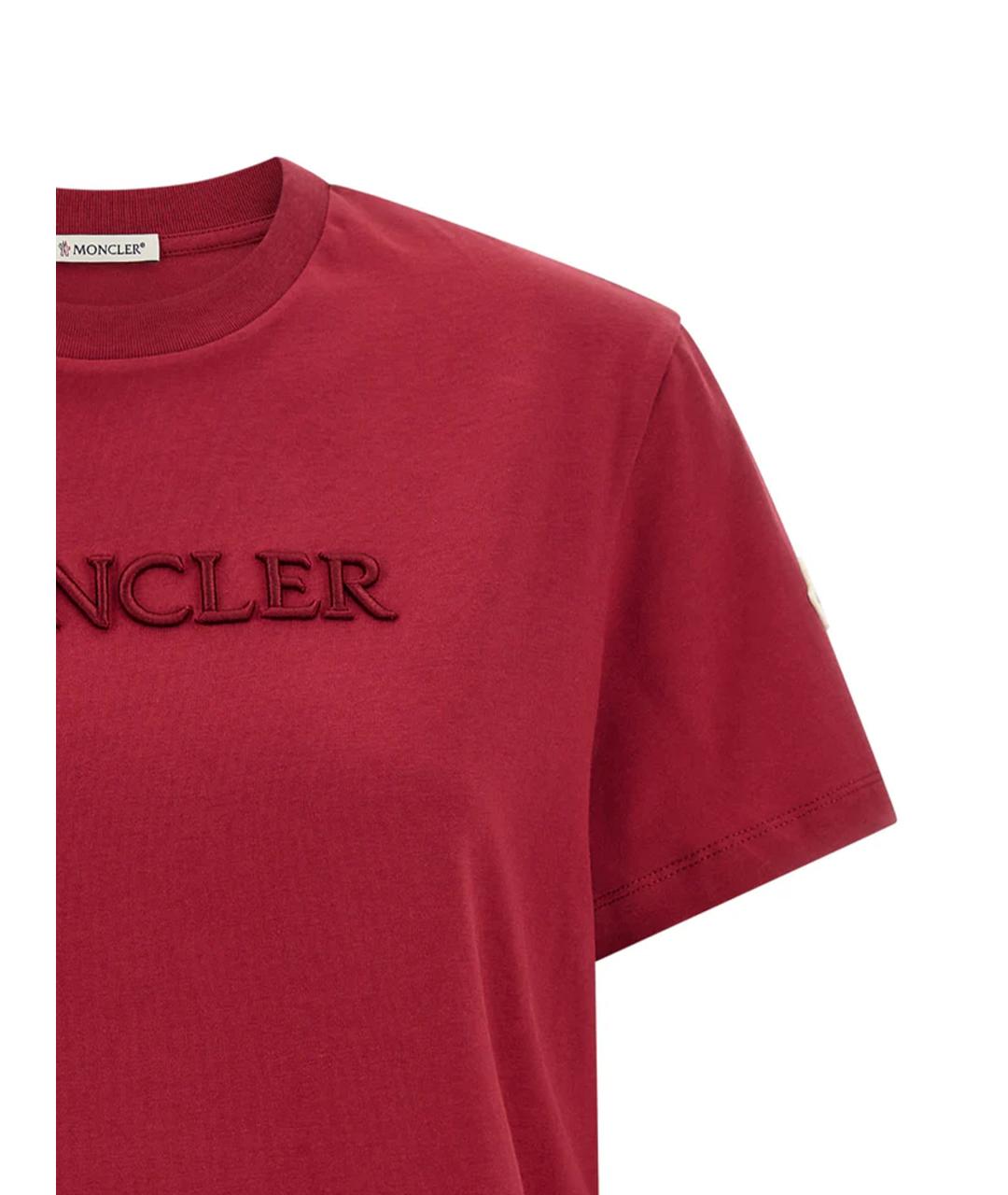 MONCLER Красная хлопковая футболка, фото 3