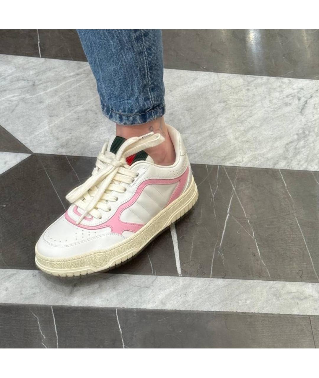 GUCCI Белые кожаные кроссовки, фото 2