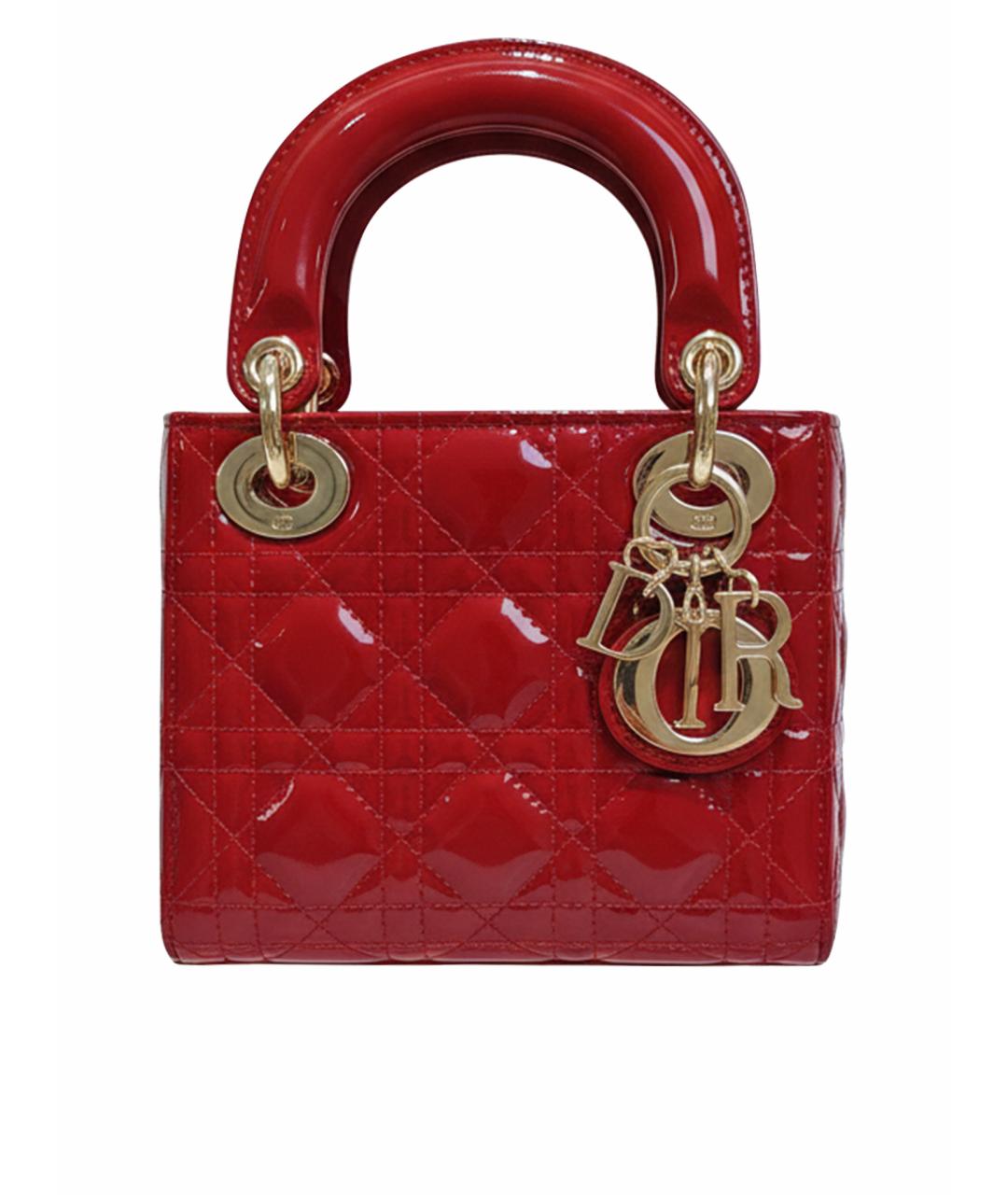 CHRISTIAN DIOR Красная кожаная сумка с короткими ручками, фото 1