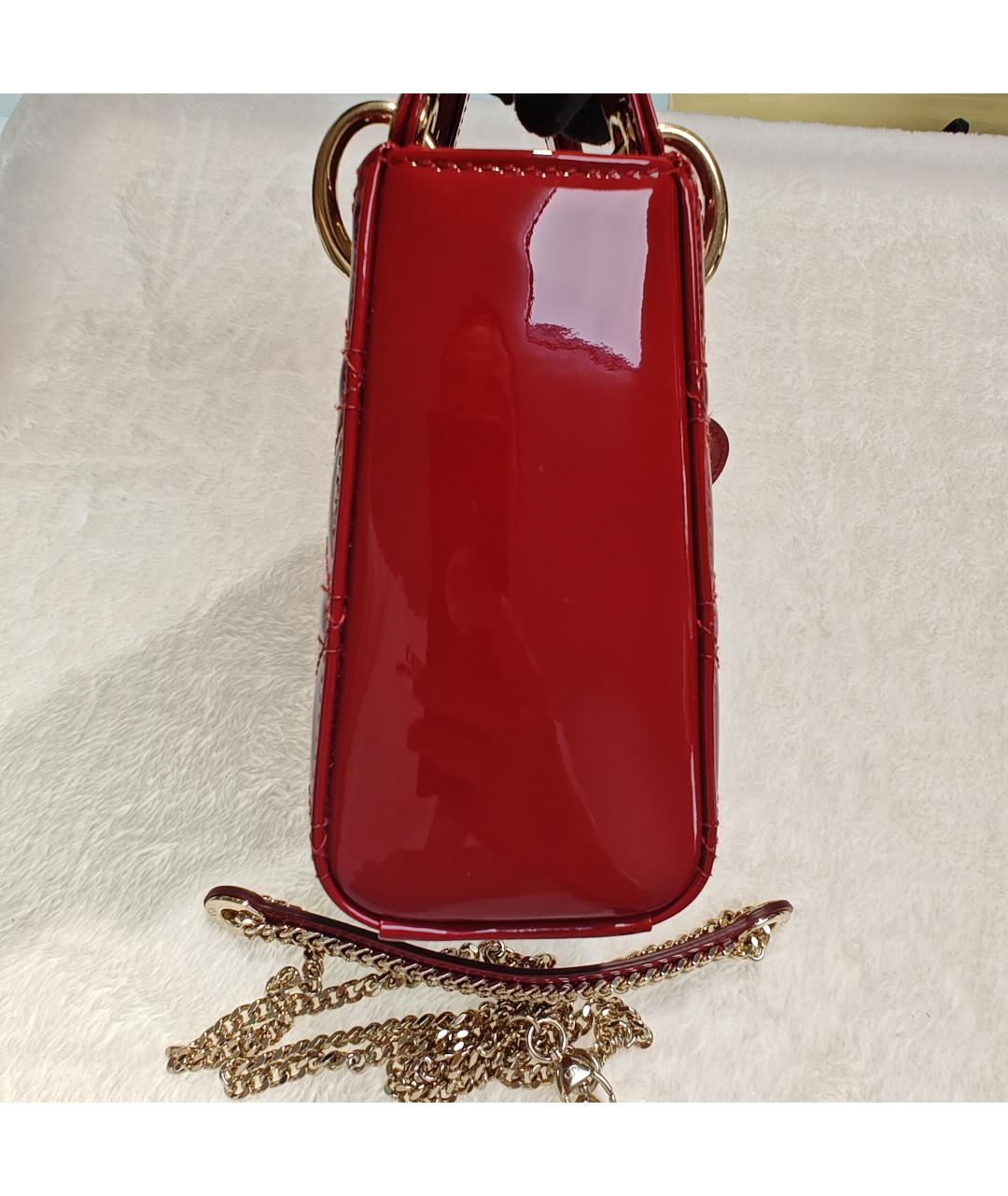 CHRISTIAN DIOR Красная кожаная сумка с короткими ручками, фото 3
