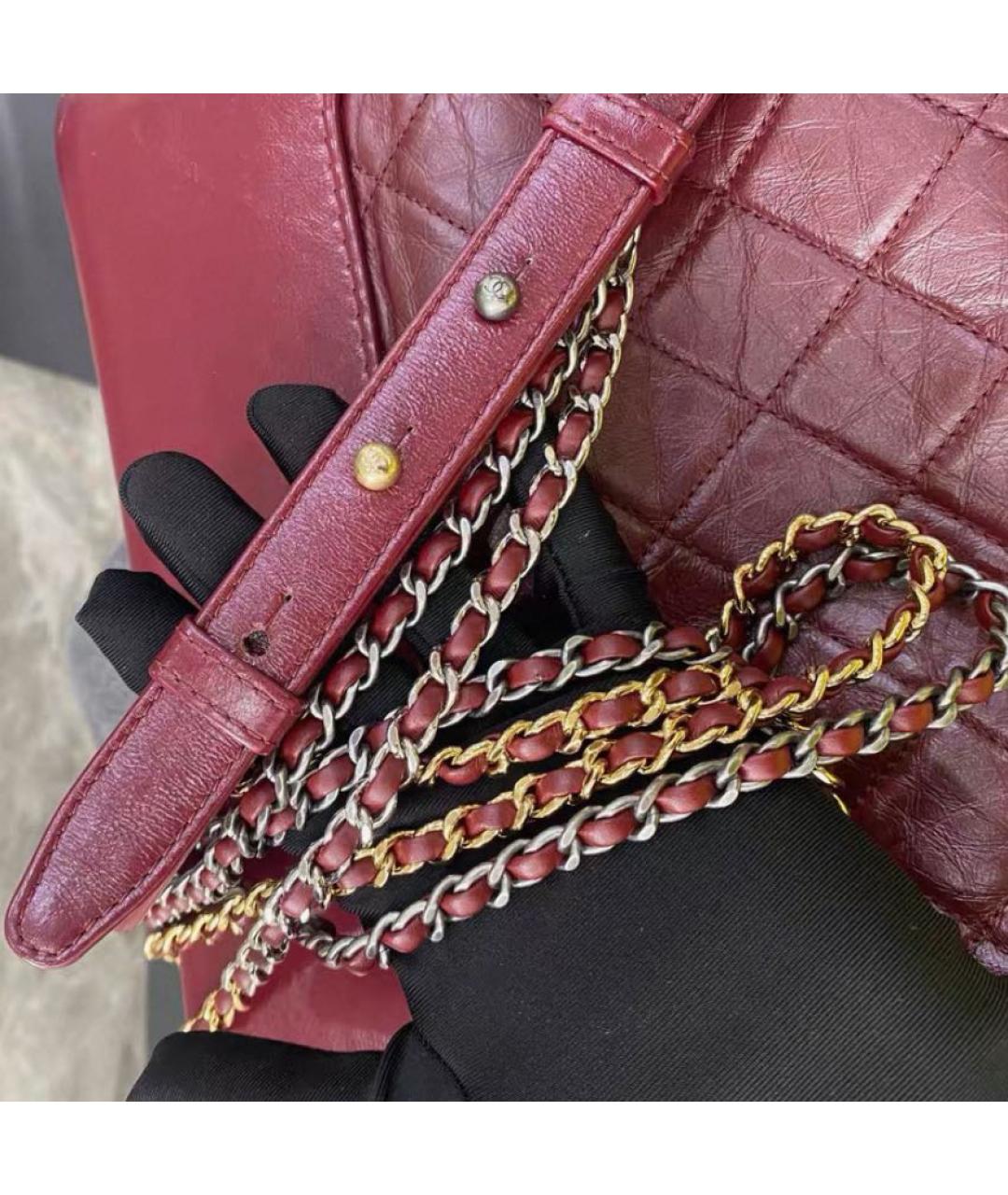 CHANEL Бордовая кожаная сумка через плечо, фото 5