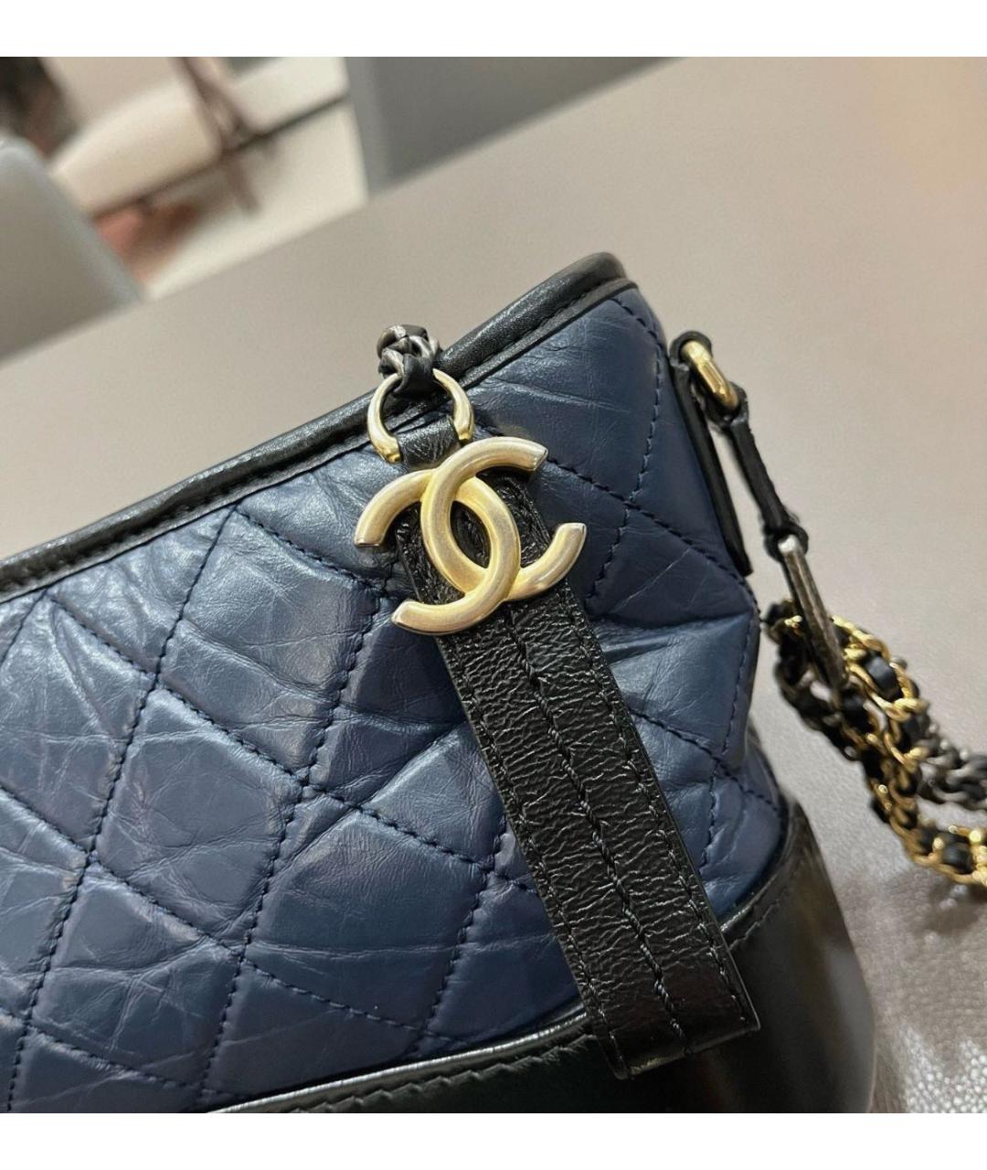CHANEL Темно-синяя кожаная сумка через плечо, фото 2