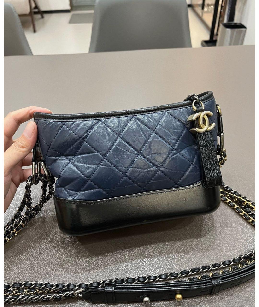 CHANEL Темно-синяя кожаная сумка через плечо, фото 4