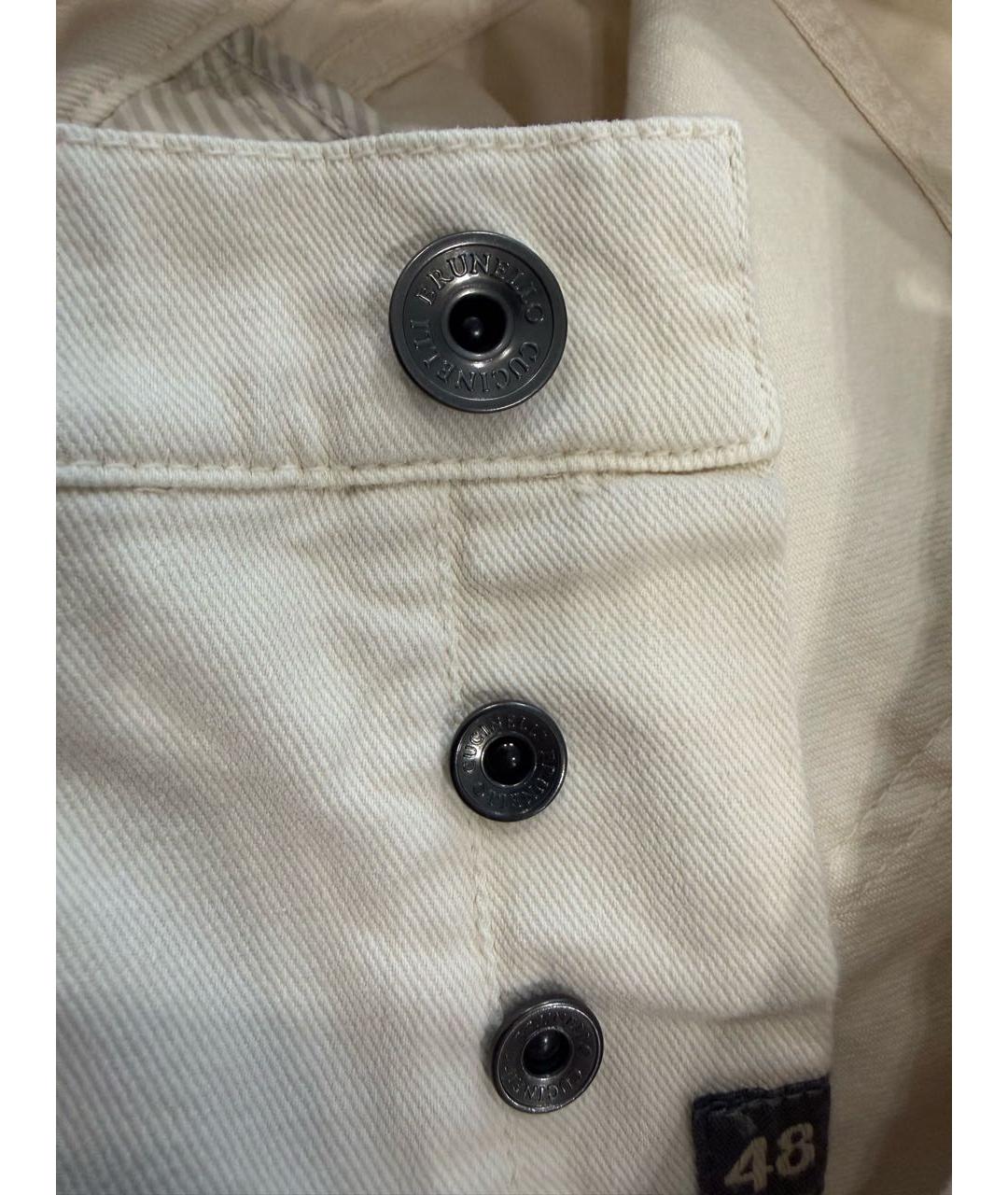 BRUNELLO CUCINELLI Бежевые хлопко-эластановые прямые джинсы, фото 5