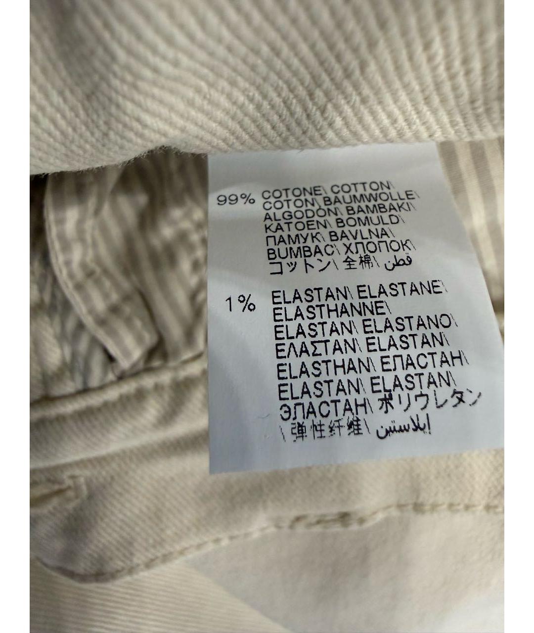 BRUNELLO CUCINELLI Бежевые хлопко-эластановые прямые джинсы, фото 6