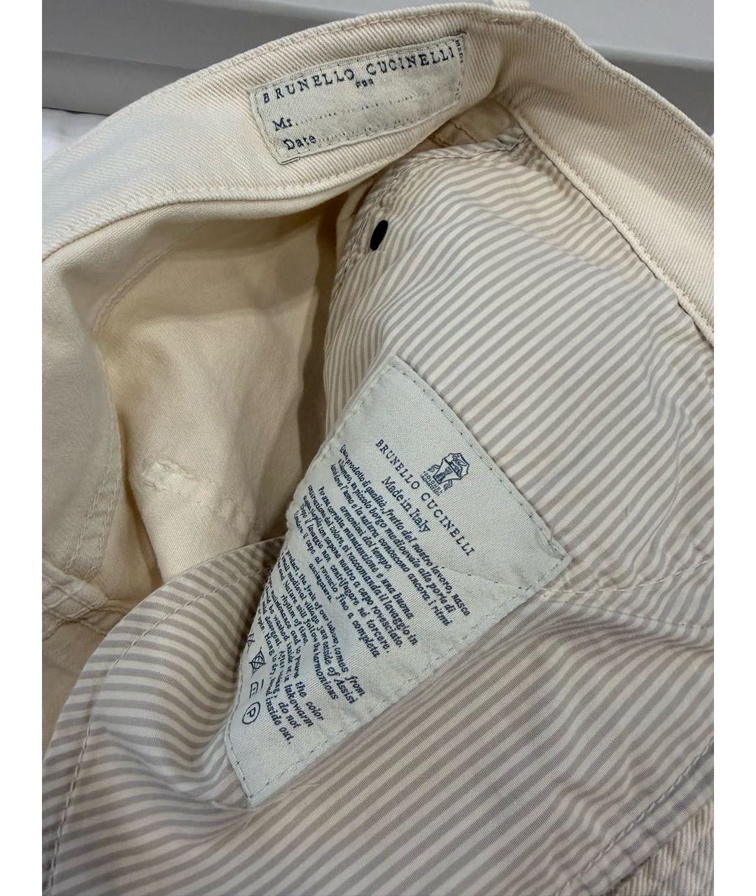 BRUNELLO CUCINELLI Бежевые хлопко-эластановые прямые джинсы, фото 7