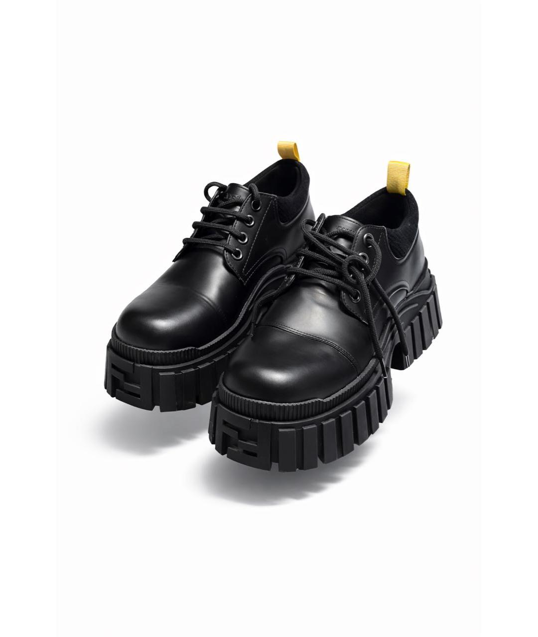 FENDI Черные кожаные низкие ботинки, фото 5