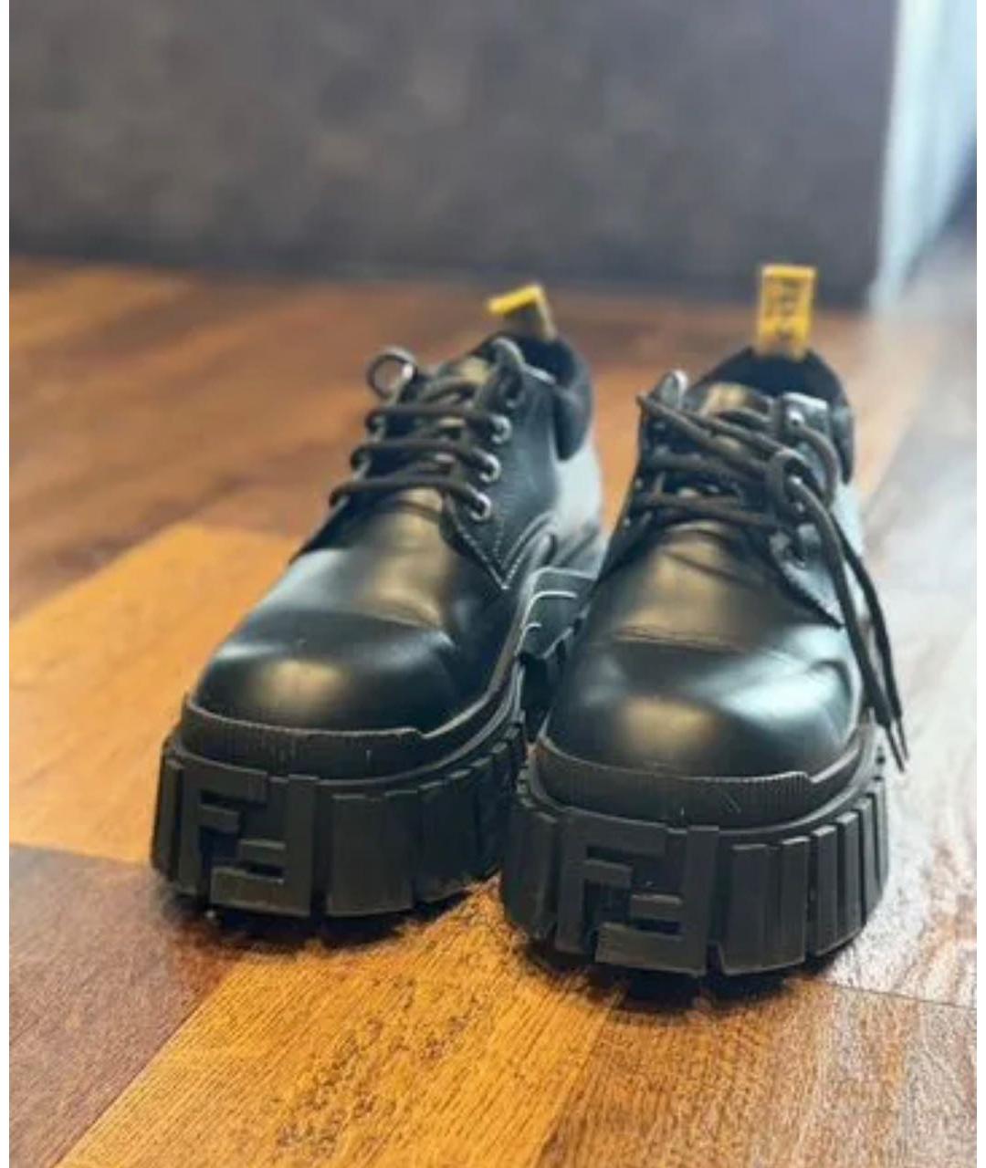 FENDI Черные кожаные низкие ботинки, фото 2