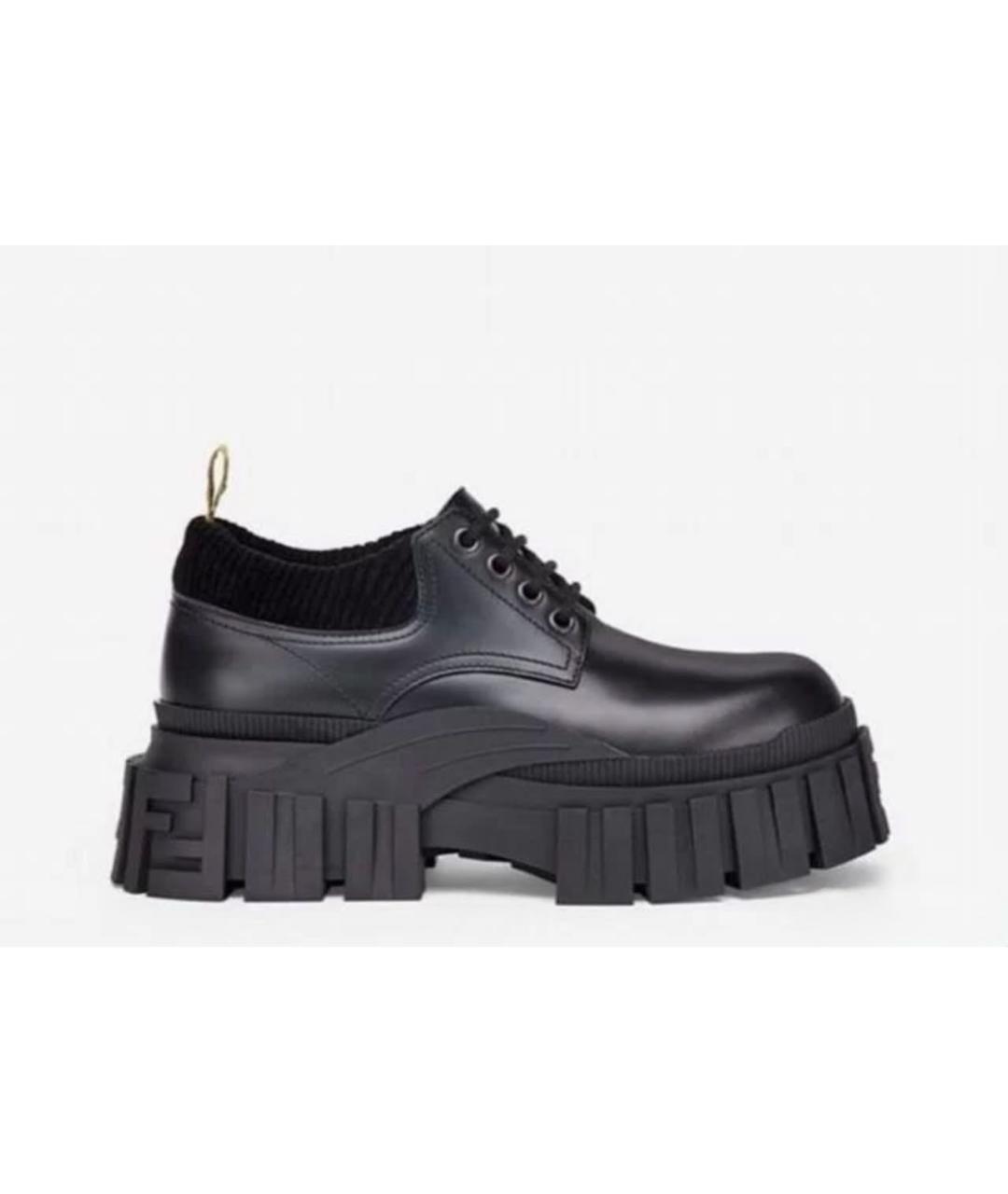 FENDI Черные кожаные низкие ботинки, фото 4