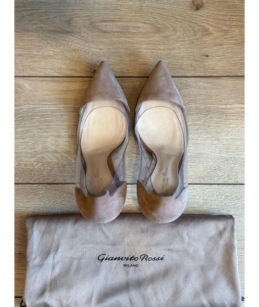 GIANVITO ROSSI Бежевые замшевые туфли, фото 5