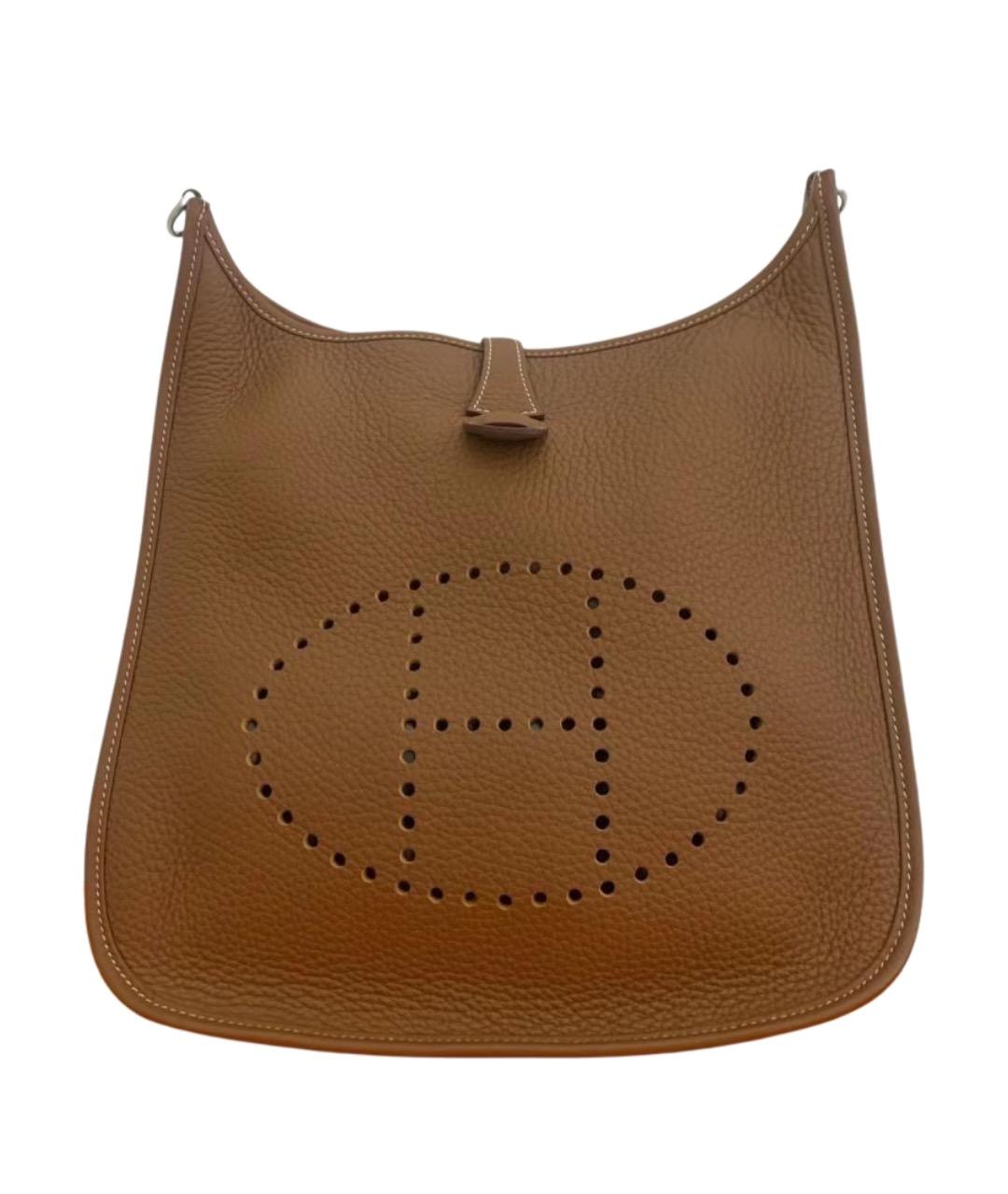 HERMES Коричневая кожаная сумка через плечо, фото 1