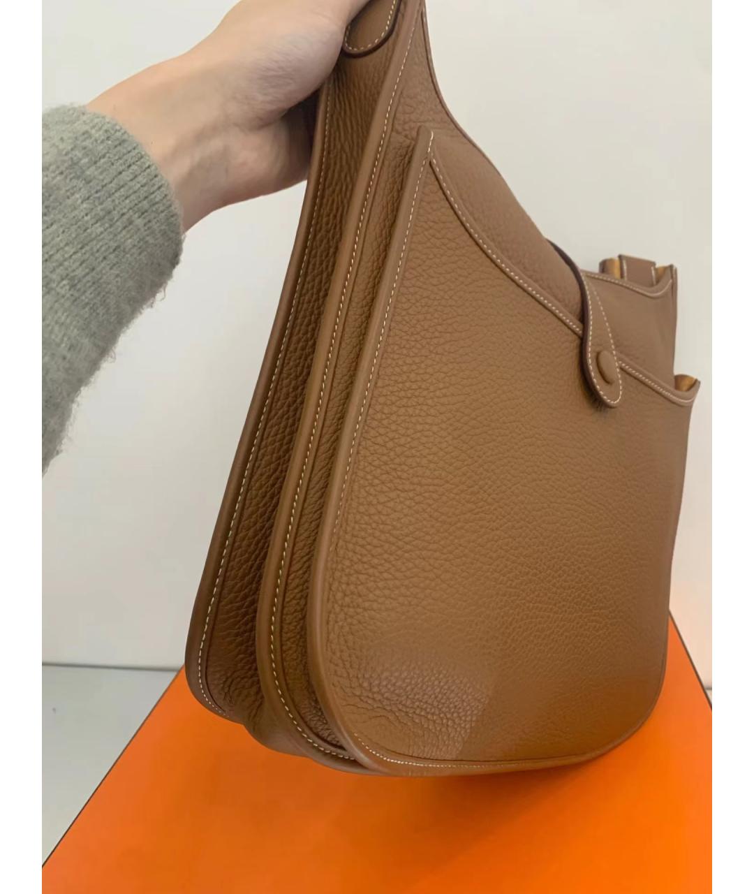 HERMES Коричневая кожаная сумка через плечо, фото 4