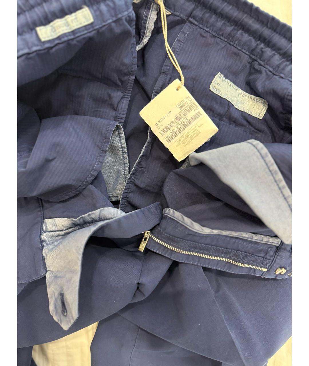 BRUNELLO CUCINELLI Синие льняные повседневные брюки, фото 5