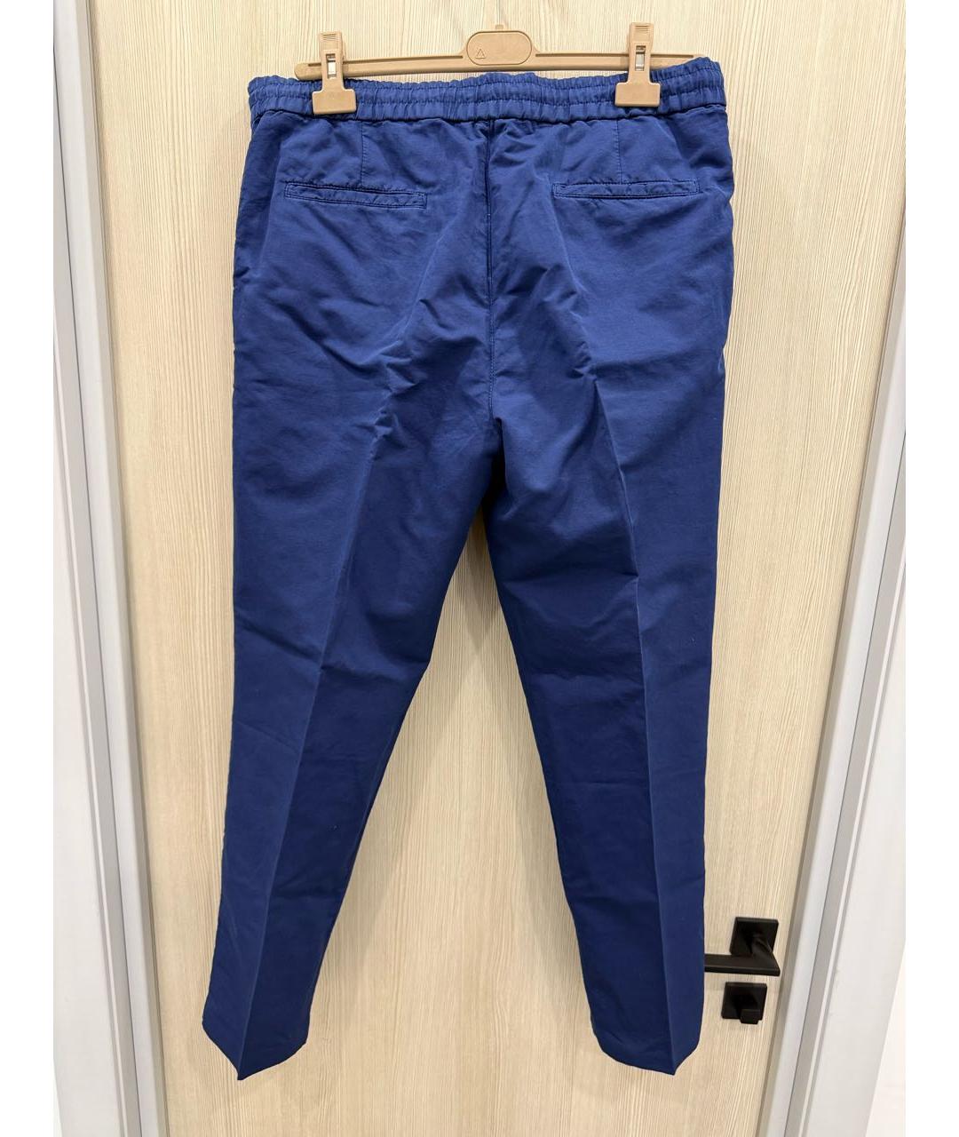 BRUNELLO CUCINELLI Синие льняные повседневные брюки, фото 3