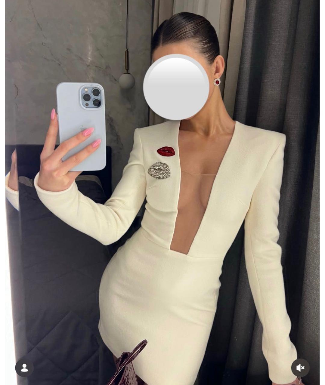 DAVID KOMA Белое шерстяное вечернее платье, фото 2