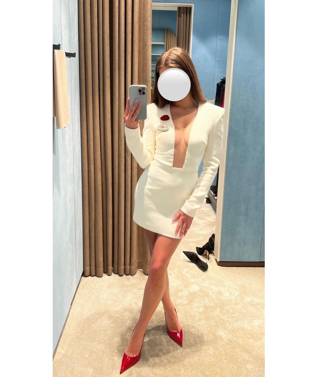 DAVID KOMA Белое шерстяное вечернее платье, фото 3