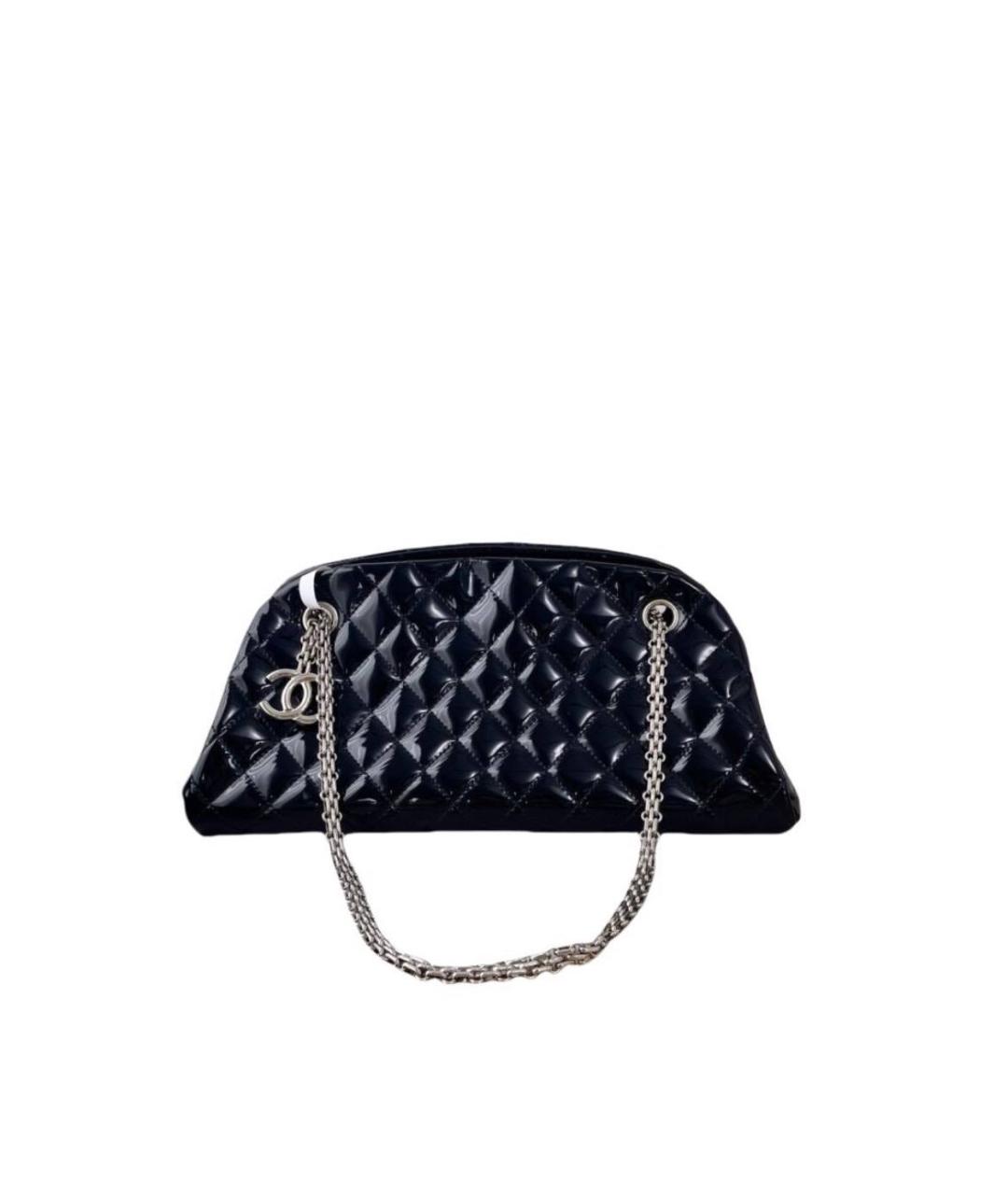 CHANEL Черная сумка с короткими ручками из лакированной кожи, фото 7