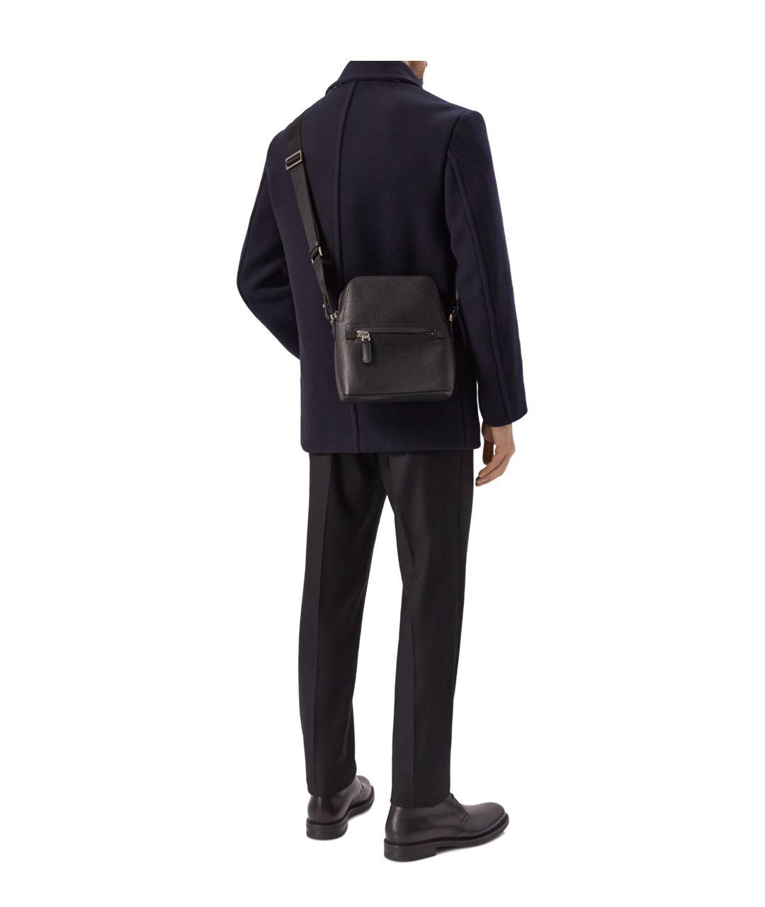 SANTONI Черная кожаная сумка на плечо, фото 5