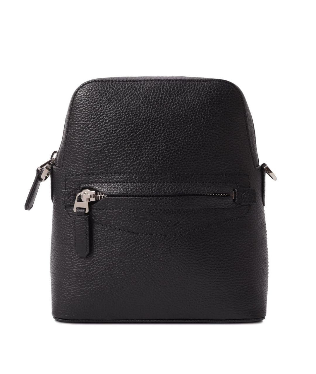 SANTONI Черная кожаная сумка на плечо, фото 2