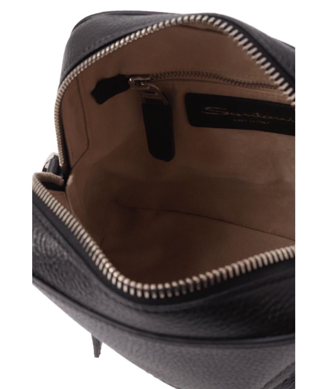 SANTONI Черная кожаная сумка на плечо, фото 4