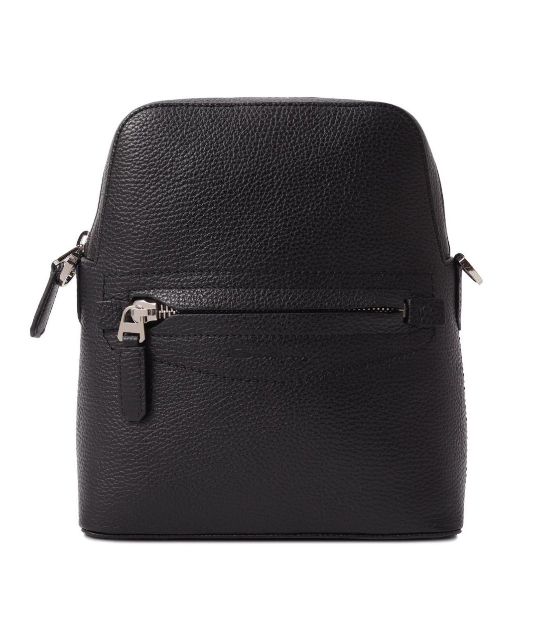 SANTONI Черная кожаная сумка на плечо, фото 1