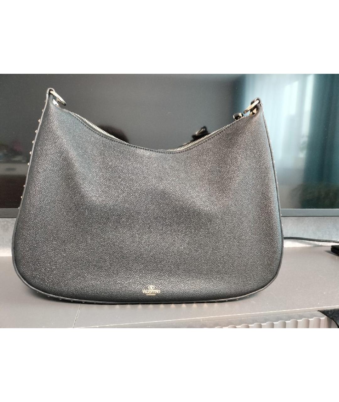 VALENTINO Черная кожаная сумка с короткими ручками, фото 10