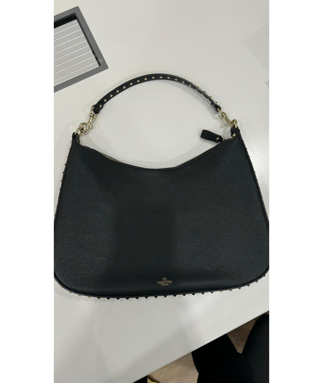 VALENTINO Черная кожаная сумка с короткими ручками, фото 8