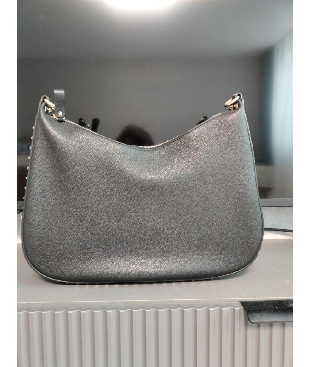 VALENTINO Черная кожаная сумка с короткими ручками, фото 3